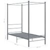 Cama Individual | Cama Para Adultos | Estructura De Cama Con Dosel Metal Gris 90x200 Cm Cfw496836