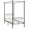 Cama Matrimonial | Cama Para Adultos | Estructura De Cama Con Dosel Metal Negro 120x200 Cm Cfw372332