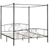 Cama Matrimonial | Cama Para Adultos | Estructura De Cama Con Dosel Metal Negro 200x200 Cm Cfw562709