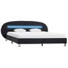 Cama Matrimonial | Cama Para Adultos | Estructura De Cama Con Led Cuero Sintético Negro 180x200 Cm Cfw137434