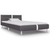 Cama Individual | Cama Para Adultos | Estructura De Cama Con Led De Cuero Sintético Gris 90x200 Cm Cfw707020