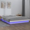 Cama Matrimonial | Cama Para Adultos | Estructura De Cama Con Led Madera Maciza Blanca 200x200 Cm Cfw466926