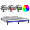 Cama Matrimonial | Cama Para Adultos | Estructura De Cama Con Led Madera Maciza Gris 120x200 Cm Cfw818645