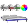 Cama Matrimonial | Cama Para Adultos | Estructura De Cama Con Led Madera Maciza Gris 135x190 Cm Cfw263401