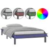 Cama Individual | Cama Para Adultos | Estructura De Cama Con Led Madera Maciza Gris 75x190 Cm Cfw496059