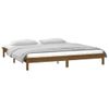 Cama Matrimonial | Cama Para Adultos | Estructura De Cama Con Led Madera Maciza Marrón Miel 120x190 Cm Cfw925911