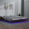 Cama Matrimonial | Cama Para Adultos | Estructura De Cama Con Led Madera Maciza Marrón Miel 200x200 Cm Cfw987447