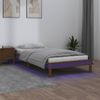 Cama Individual | Cama Para Adultos | Estructura De Cama Con Led Madera Maciza Marrón Miel 90x200 Cm Cfw204936