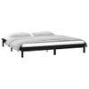 Cama Matrimonial | Cama Para Adultos | Estructura De Cama Con Led Madera Maciza Negra 120x200 Cm Cfw682331