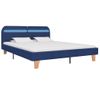 Cama Matrimonial | Cama Para Adultos | Estructura De Cama Con Led Tela Azul 180x200 Cm Cfw982548