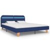 Cama Matrimonial | Cama Para Adultos | Estructura De Cama Con Led Tela Azul 180x200 Cm Cfw982548