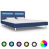 Cama Matrimonial | Cama Para Adultos | Estructura De Cama Con Led Tela Azul 180x200 Cm Cfw323714