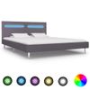 Cama Matrimonial | Cama Para Adultos | Estructura De Cama Con Led Tela Gris 180x200 Cm Cfw250535