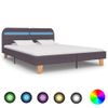 Cama Matrimonial | Cama Para Adultos | Estructura De Cama Con Led Tela Gris Topo 180x200 Cm Cfw960120