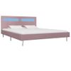 Cama Matrimonial | Cama Para Adultos | Estructura De Cama Con Led Tela Rosa 180x200 Cm Cfw512254