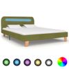 Cama Matrimonial | Cama Para Adultos | Estructura De Cama Con Led Tela Verde 140x200 Cm Cfw487601