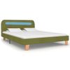 Cama Matrimonial | Cama Para Adultos | Estructura De Cama Con Led Tela Verde 140x200 Cm Cfw487601