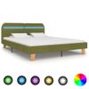 Cama Matrimonial | Cama Para Adultos | Estructura De Cama Con Led Tela Verde 180x200 Cm Cfw299643