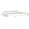 Cama Matrimonial | Cama Para Adultos | Estructura De Cama Con Leds Madera Maciza Blanca 150x200 Cm Cfw317026