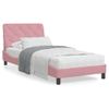 Cama Individual | Cama Para Adultos | Estructura De Cama Con Luces Led De Terciopelo Rosa 90x190 Cm Cfw38502