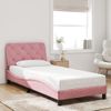 Cama Individual | Cama Para Adultos | Estructura De Cama Con Luces Led De Terciopelo Rosa 90x190 Cm Cfw38502