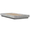 Cama Individual | Cama Para Adultos | Estructura De Cama Con Luces Led Madera Gris Hormigón 90x200 Cm Cfw63301