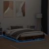 Cama Matrimonial | Cama Para Adultos | Estructura De Cama Con Luces Led Roble Ahumado 120x190 Cm Cfw337455