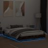 Cama Matrimonial | Cama Para Adultos | Estructura De Cama Con Luces Led Roble Ahumado 120x200 Cm Cfw939823