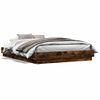 Cama Matrimonial | Cama Para Adultos | Estructura De Cama Con Luces Led Roble Ahumado 150x200 Cm Cfw371771