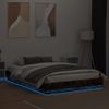 Cama Matrimonial | Cama Para Adultos | Estructura De Cama Con Luces Led Roble Ahumado 150x200 Cm Cfw371771