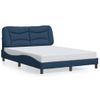 Cama Matrimonial | Cama Para Adultos | Estructura De Cama Con Luces Led Tela Azul 140x190 Cm Cfw294141