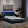 Cama Matrimonial | Cama Para Adultos | Estructura De Cama Con Luces Led Tela Azul 140x190 Cm Cfw294141