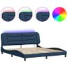 Cama Matrimonial | Cama Para Adultos | Estructura De Cama Con Luces Led Tela Azul 180x200 Cm Cfw385497