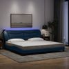 Cama Matrimonial | Cama Para Adultos | Estructura De Cama Con Luces Led Tela Azul 200x200 Cm Cfw577479