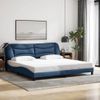 Cama Matrimonial | Cama Para Adultos | Estructura De Cama Con Luces Led Tela Azul 200x200 Cm Cfw577479