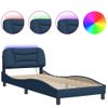 Cama Para Adulto | Cama Individual | Estructura De Cama Con Luces Led Tela Azul 80x200 Cm Cfw655035