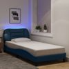 Cama Para Adulto | Cama Individual | Estructura De Cama Con Luces Led Tela Azul 80x200 Cm Cfw655035