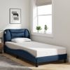 Cama Para Adulto | Cama Individual | Estructura De Cama Con Luces Led Tela Azul 80x200 Cm Cfw655035