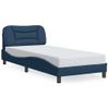 Cama Para Adulto | Cama Individual | Estructura De Cama Con Luces Led Tela Azul 90x190 Cm Cfw653819