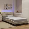 Cama Para Adulto | Cama Individual | Estructura De Cama Con Luces Led Tela Crema 100x200 Cm Cfw683407