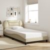 Cama Para Adulto | Cama Individual | Estructura De Cama Con Luces Led Tela Crema 100x200 Cm Cfw683407