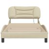 Cama Para Adulto | Cama Individual | Estructura De Cama Con Luces Led Tela Crema 100x200 Cm Cfw683407