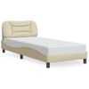 Cama Para Adulto | Cama Individual | Estructura De Cama Con Luces Led Tela Crema 90x200 Cm Cfw583029