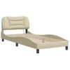 Cama Para Adulto | Cama Individual | Estructura De Cama Con Luces Led Tela Crema 90x200 Cm Cfw583029