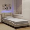 Cama Para Adulto | Cama Individual | Estructura De Cama Con Luces Led Tela Crema 90x200 Cm Cfw583029