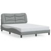 Cama Matrimonial | Cama Para Adultos | Estructura De Cama Con Luces Led Tela Gris Claro 140x200 Cm Cfw196570