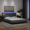 Cama Matrimonial | Cama Para Adultos | Estructura De Cama Con Luces Led Tela Gris Claro 160x200 Cm Cfw133916