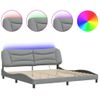 Cama Matrimonial | Cama Para Adultos | Estructura De Cama Con Luces Led Tela Gris Claro 200x200 Cm Cfw731459