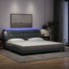 Cama Matrimonial | Cama Para Adultos | Estructura De Cama Con Luces Led Tela Gris Claro 200x200 Cm Cfw731459