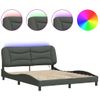 Cama Matrimonial | Cama Para Adultos | Estructura De Cama Con Luces Led Tela Gris Oscuro 160x200 Cm Cfw110117